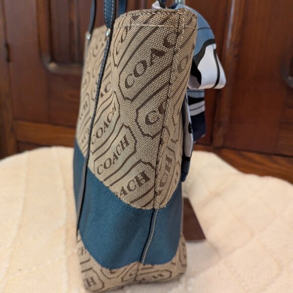 Y2K Coach F12252 Signature Striped Lozenge Tote Bag - Picture 4 of 12